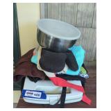 Belgian waffle maker and kitchen accessories lot.
