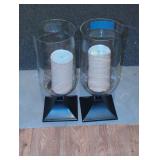Pair of Glass Hurricane Candle Holders.
