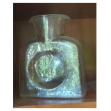Carnival glass bowl, glass vase shelf lot.
