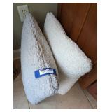 2 White Fuzzy Pillows
