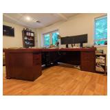 Large Wooden L Shaped Office Dest