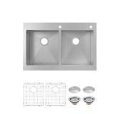 33 in. Drop-In Double Bowl Sink
