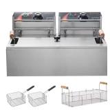 18Qt Silver Commercial Deep Fryer w/ 3 Baskets