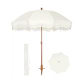 7 ft Metal Beach Umbrella, White Tassel Bag
