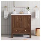 Rory 30" Walnut Vanity with White Top