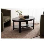 Foxford 38 in. Black Oval Wood Coffee Table
