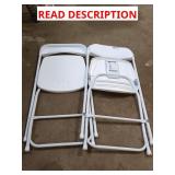 Folding Chairs 2 Pack: White Seat, Metal Frame