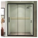Folkstone 60x74 Shower Door, Matte Black