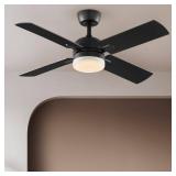 Letta 42-in LED Indoor Matte Black Fan