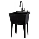 VETTA Black Utility Sink with High Arc Faucet