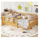 Natural Queen Size Wood Montessori Floor Bed with