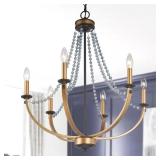 Brushed Gold 6-Light Candlestick Chandelier