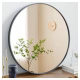 Matter Black 30x30 Round Vanity Wall Mirror