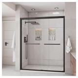 Double Sliding Shower Door, Matte Black