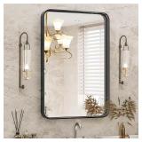 22x30 Matte Black Vanity Mirror, Over Sink