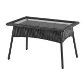Eastlake Black Wicker Coffee Table with Glass