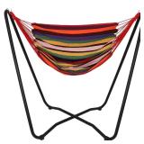 5 ft Fabric Hammock Chair with Stand Sunset