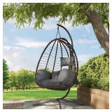 Outdoor Wicker Egg Swing Chair with Stand