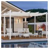 White Aluminum Pergola with Sun Shelter