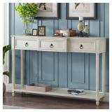 52 in. Antique White Console Table