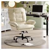 Velvet High-Back Ergonomic Chair, Beige