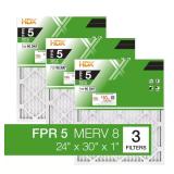 24x30x1 Pleated Filter FPR5, MERV8 (3-Pack)