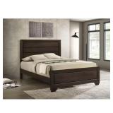 Kauffman Brown Wood Frame Queen Bed with Wood