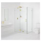 Pivot Frameless Shower Enclosure - Brass