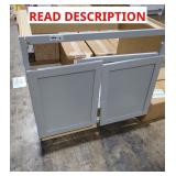 Base Cabinet Grey 36"W x 24"D 34.5"H; Damaged