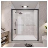 Matte Black Double Sliding Shower Door