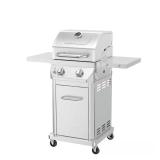2-Burner Stainless Propane Grill with Shelves