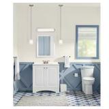 Bath Vanity with Marble Top & White Basin