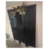 Decorative Black Folding Screen with Floral Accent
