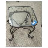 Glass-Top Metal Side Table