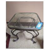 Vintage Glass-Top Side Table with Metal Frame
