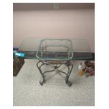 Glass Top Metal Base Accent Table