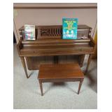 Wurlitzer Piano with Bench and Music Books