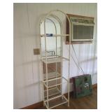 Metal Bamboo-Style Shelf with Mirror