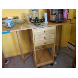 Fold Up Top Wooden Rolling Stand Contents on Top