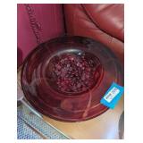 Red Glass Display Dish with Marbles
