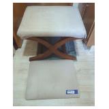 Upholstered Wooden Stool with Cushion.
