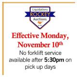 FORK LIFT SERVICES END AT 5:30PM