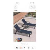 PURPLE LEAF Pool Chaise Lounge Set (3) Navy Chair