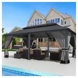Gray Metal Gazebo 12x20 with Netting