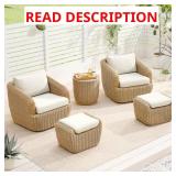 Elspeth 5-Piece White Swivel Chairs