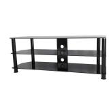 49 in. Black Glass TV Stand with Cable Mgt