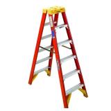 6 ft Fiberglass Twin Step Ladder, 300 lb Type IA