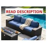 Navy Wicker Patio Sofa