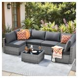 Sanibel Gray 7-Pc Wicker Sectional Set