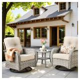 Gerbera 3-Piece Gray Wicker Chairs & Table